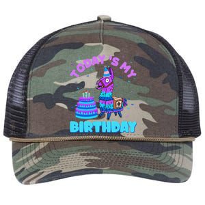 Todays My Birthday Llama Family Party Decorations Retro Rope Trucker Hat Cap