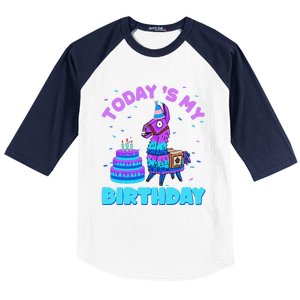 Todays My Birthday Llama Family Party Decorations Baseball Sleeve Shirt