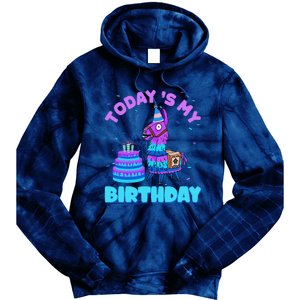 Todays My Birthday Llama Family Party Decorations Tie Dye Hoodie