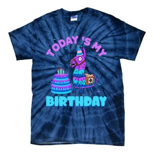 Todays My Birthday Llama Family Party Decorations Tie-Dye T-Shirt