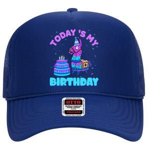 Todays My Birthday Llama Family Party Decorations High Crown Mesh Back Trucker Hat