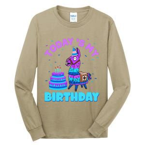 Todays My Birthday Llama Family Party Decorations Tall Long Sleeve T-Shirt