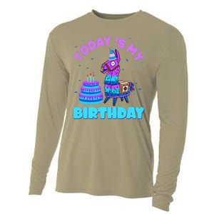 Todays My Birthday Llama Family Party Decorations Cooling Performance Long Sleeve Crew