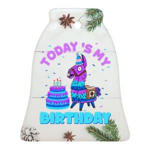 Todays My Birthday Llama Family Party Decorations Ceramic Bell Ornament