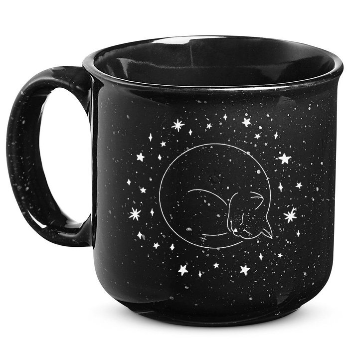 Threadless Midnightcoffee Black Cat Void 15oz Campfire Ceramic Mug