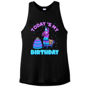 Today's My Birthday Cute Llama Animal Party Ladies PosiCharge Tri-Blend Wicking Tank