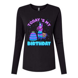 Today's My Birthday Cute Llama Animal Party Womens Cotton Relaxed Long Sleeve T-Shirt