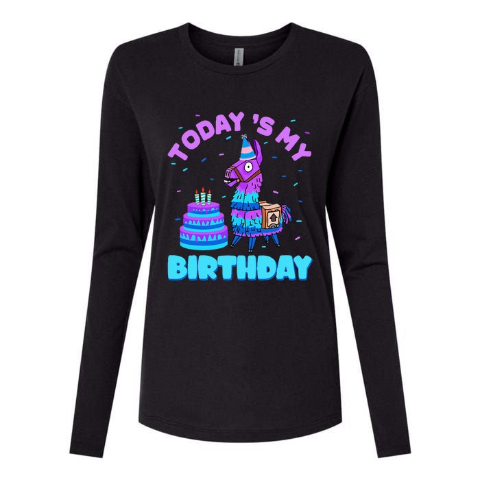 Today's My Birthday Cute Llama Animal Party Womens Cotton Relaxed Long Sleeve T-Shirt