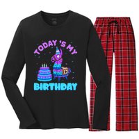 Today's My Birthday Cute Llama Animal Party Women's Long Sleeve Flannel Pajama Set 