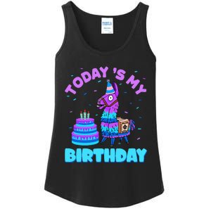 Today's My Birthday Cute Llama Animal Party Ladies Essential Tank