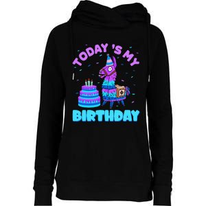 Today's My Birthday Cute Llama Animal Party Womens Funnel Neck Pullover Hood