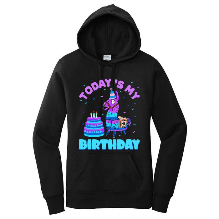 Today's My Birthday Cute Llama Animal Party Women's Pullover Hoodie