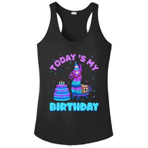 Today's My Birthday Cute Llama Animal Party Ladies PosiCharge Competitor Racerback Tank