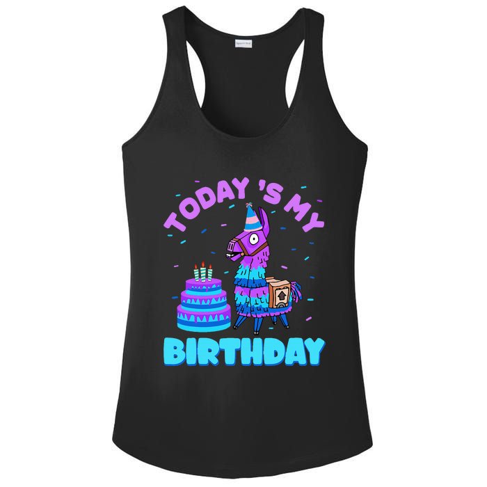 Today's My Birthday Cute Llama Animal Party Ladies PosiCharge Competitor Racerback Tank