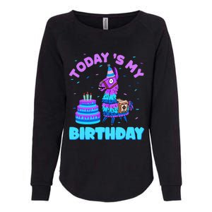 Today's My Birthday Cute Llama Animal Party Womens California Wash Sweatshirt