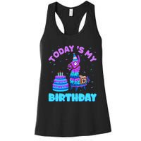 Today's My Birthday Cute Llama Animal Party Women's Racerback Tank