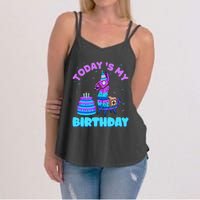 Today's My Birthday Cute Llama Animal Party Women's Strappy Tank