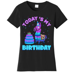 Today's My Birthday Cute Llama Animal Party Women's T-Shirt