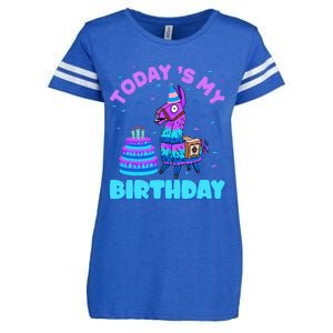 Today's My Birthday Cute Llama Animal Party Enza Ladies Jersey Football T-Shirt