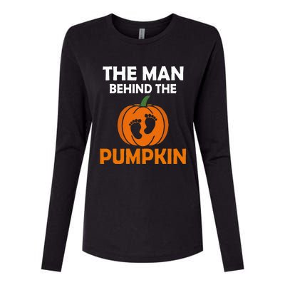 The Man Behind The Pumpkin Daddy Pregnancy Halloween Family Womens Cotton Relaxed Long Sleeve T-Shirt