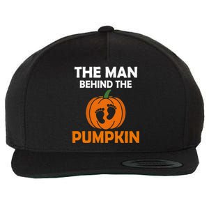 The Man Behind The Pumpkin Daddy Pregnancy Halloween Family Wool Snapback Cap