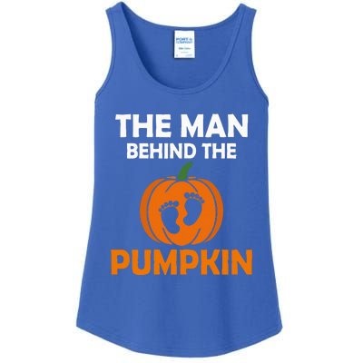 The Man Behind The Pumpkin Daddy Pregnancy Halloween Family Ladies Essential Tank