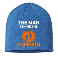 The Man Behind The Pumpkin Daddy Pregnancy Halloween Family Sustainable Beanie