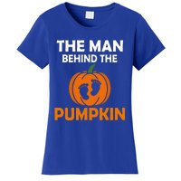 The Man Behind The Pumpkin Daddy Pregnancy Halloween Family Women's T-Shirt