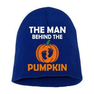 The Man Behind The Pumpkin Daddy Pregnancy Halloween Family Short Acrylic Beanie