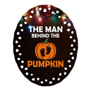 The Man Behind The Pumpkin Daddy Pregnancy Halloween Family Ceramic Oval Ornament