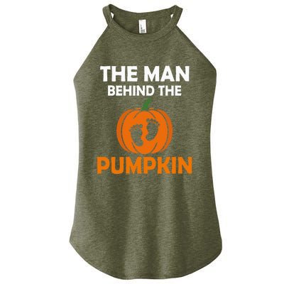 The Man Behind The Pumpkin Daddy Pregnancy Halloween Family Women's Perfect Tri Rocker Tank