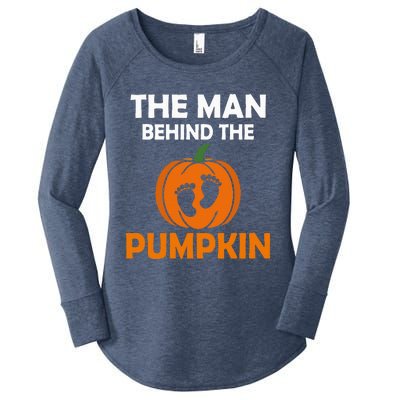 The Man Behind The Pumpkin Daddy Pregnancy Halloween Family Women's Perfect Tri Tunic Long Sleeve Shirt