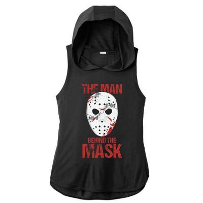 The Man Behind The Mask Lazy Halloween Costume Horror Movie Ladies PosiCharge Tri-Blend Wicking Draft Hoodie Tank