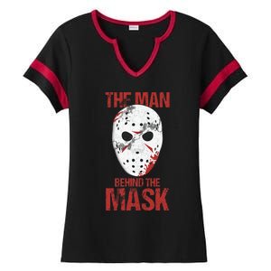 The Man Behind The Mask Lazy Halloween Costume Horror Movie Ladies Halftime Notch Neck Tee