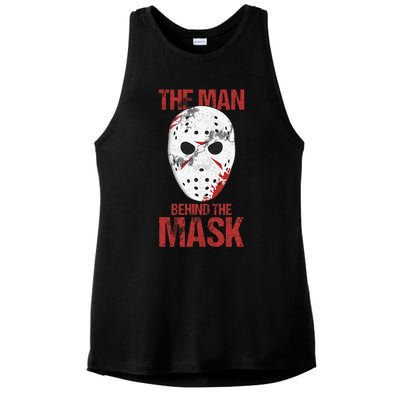 The Man Behind The Mask Lazy Halloween Costume Horror Movie Ladies PosiCharge Tri-Blend Wicking Tank