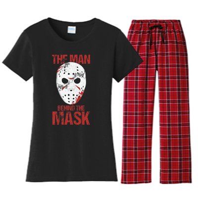 The Man Behind The Mask Lazy Halloween Costume Horror Movie Women's Flannel Pajama Set