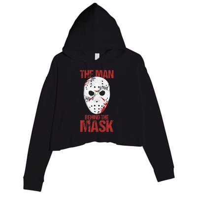 The Man Behind The Mask Lazy Halloween Costume Horror Movie Crop Fleece Hoodie