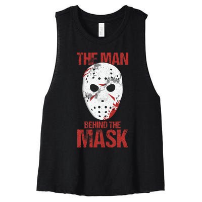 The Man Behind The Mask Lazy Halloween Costume Horror Movie Women's Racerback Cropped Tank