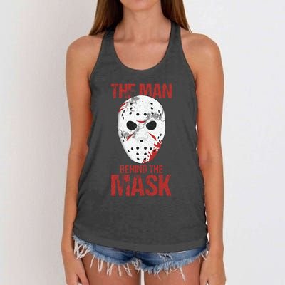 The Man Behind The Mask Lazy Halloween Costume Horror Movie Women's Knotted Racerback Tank