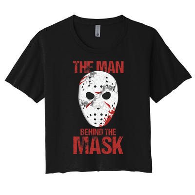 The Man Behind The Mask Lazy Halloween Costume Horror Movie Women's Crop Top Tee