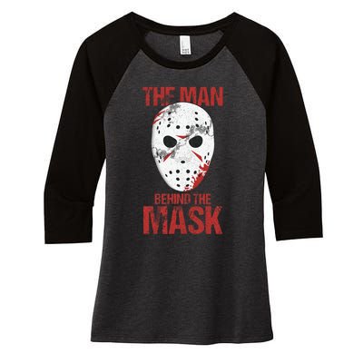 The Man Behind The Mask Lazy Halloween Costume Horror Movie Women's Tri-Blend 3/4-Sleeve Raglan Shirt