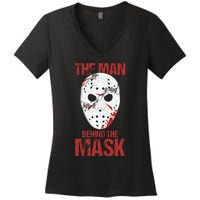 The Man Behind The Mask Lazy Halloween Costume Horror Movie Women's V-Neck T-Shirt