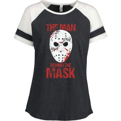 The Man Behind The Mask Lazy Halloween Costume Horror Movie Enza Ladies Jersey Colorblock Tee