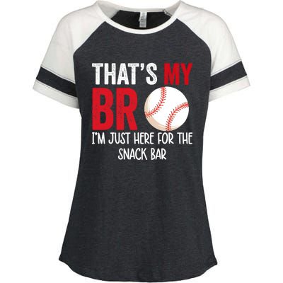 That's My Bro I'm Just Here For Snack Bar Brother's Baseball Enza Ladies Jersey Colorblock Tee