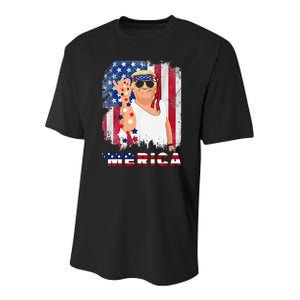 Trump Merica Bae Salt Sprinkle American Flag Patriotics Youth Performance Sprint T-Shirt