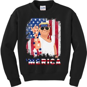 Trump Merica Bae Salt Sprinkle American Flag Patriotics Kids Sweatshirt