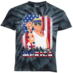 Trump Merica Bae Salt Sprinkle American Flag Patriotics Kids Tie-Dye T-Shirt