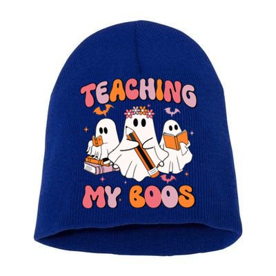 Teaching My Boos Trick Or Teach Spooky Teacher Halloween Gift Short Acrylic Beanie