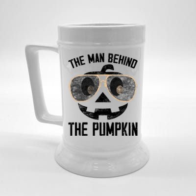 The Man Behind The Pumpkin New Baby Shower Dad Halloween Beer Stein