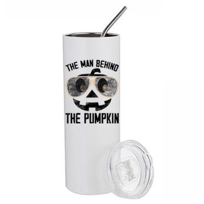 The Man Behind The Pumpkin New Baby Shower Dad Halloween Stainless Steel Tumbler